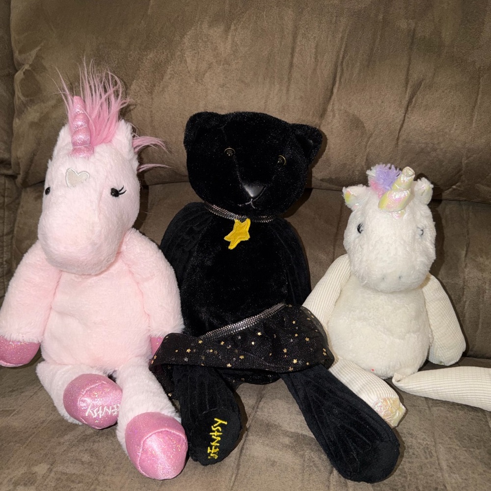 Scentsy Black Bear with Gold Star Necklace and Starry Skirt